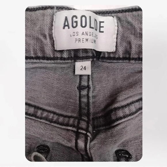 Agolde Sophie Crop High Rise Skinny Distressed Raw Hem Jeans Size 24 - Picture 9 of 13